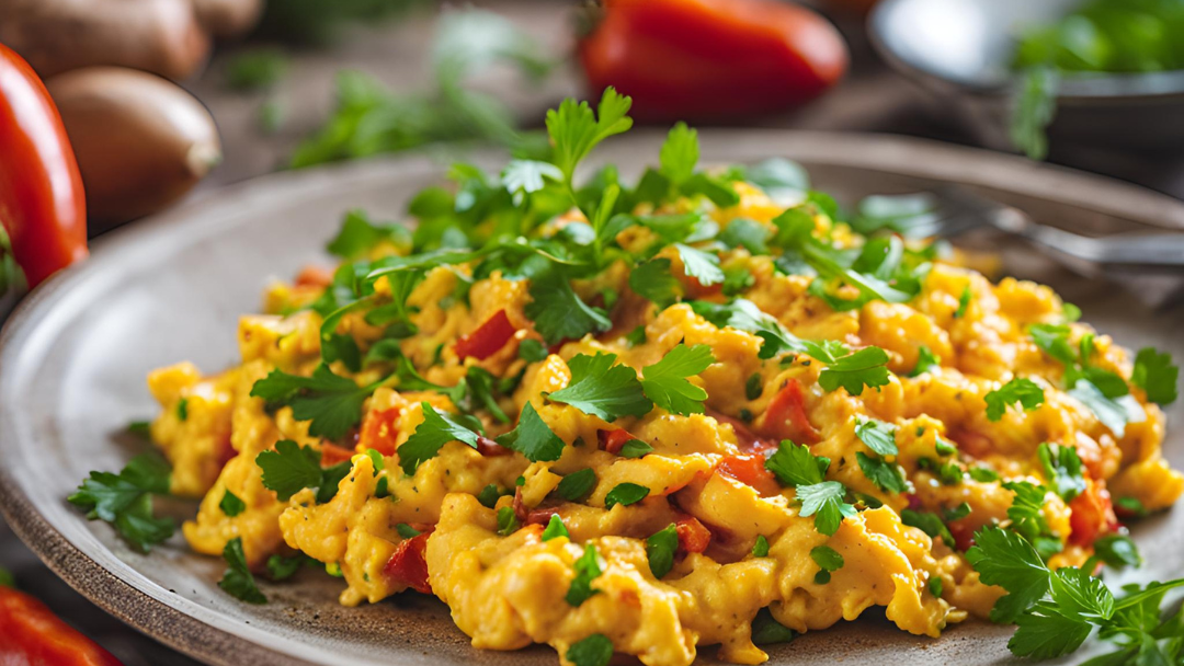 Paprika-Rührei mit Kräutern