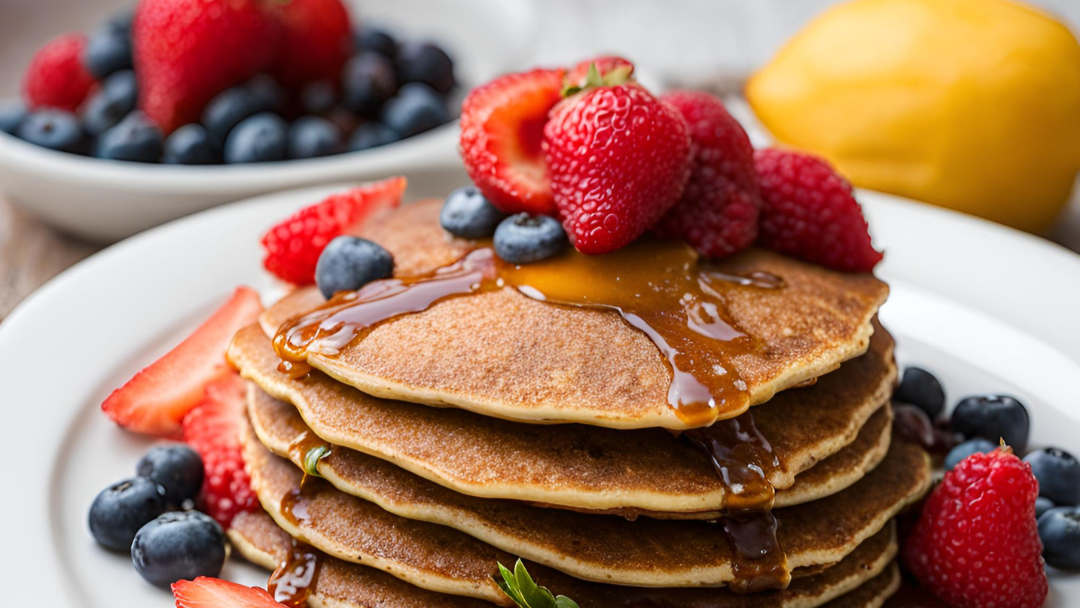 Leinsamen-Pfannkuchen mit Obst