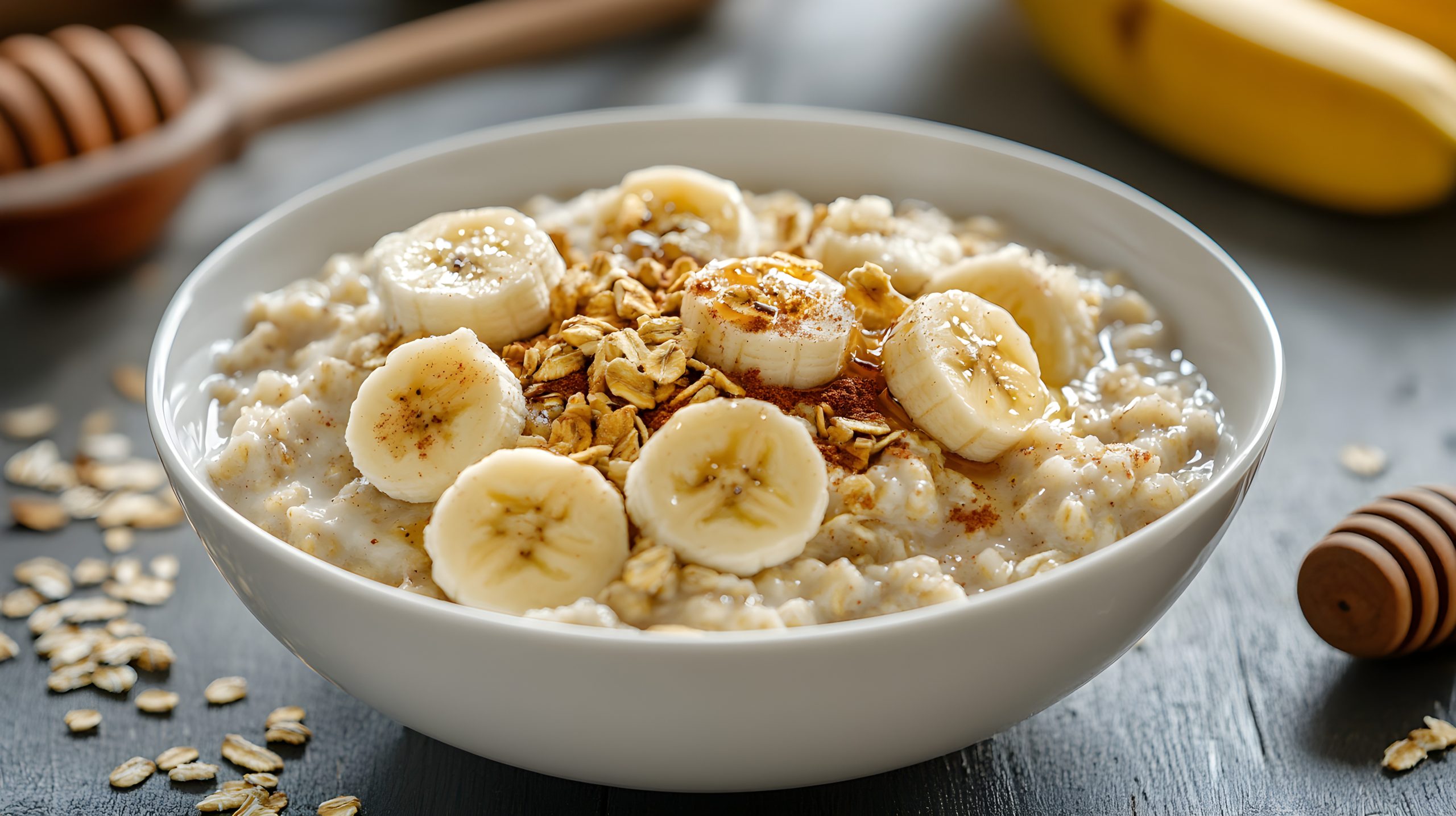 Haferflocken mit Banane und Maca-Pulver