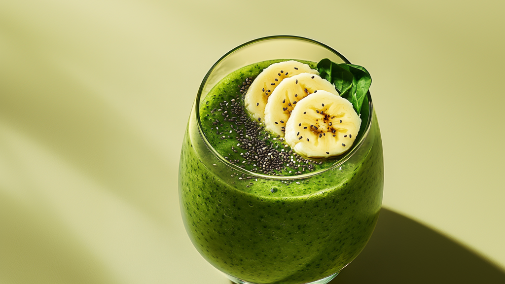 Grüner Smoothie mit Spinat und Banane