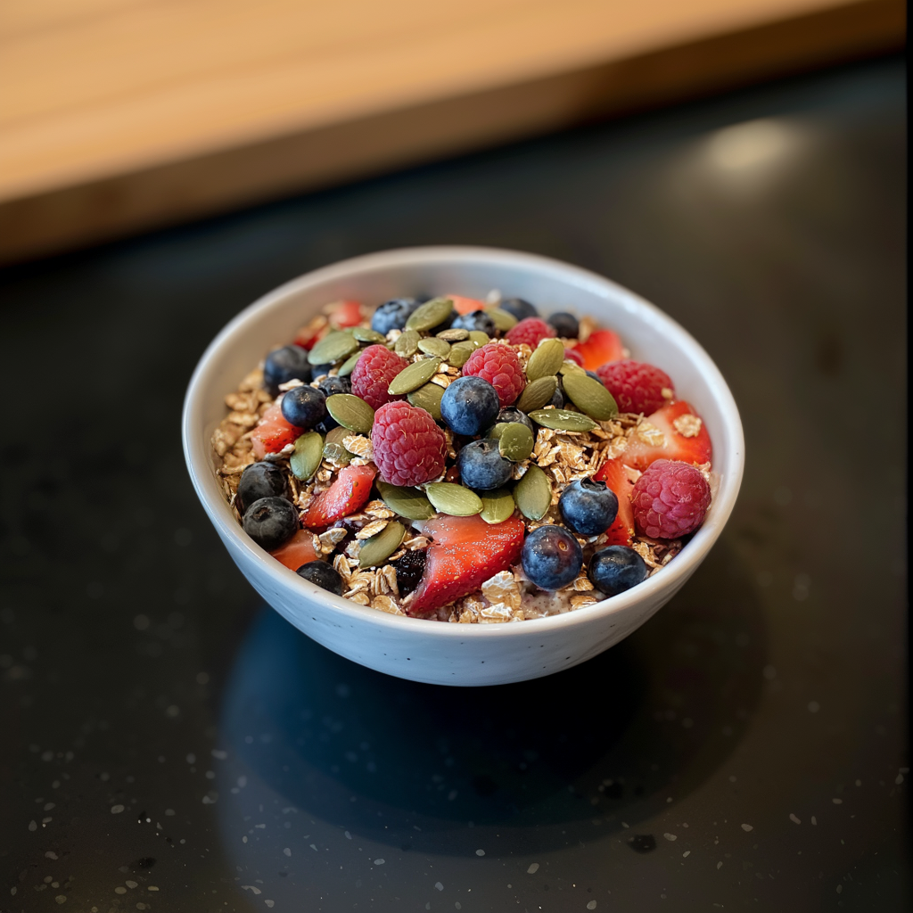 Müsli mit Kürbiskernen und Beeren