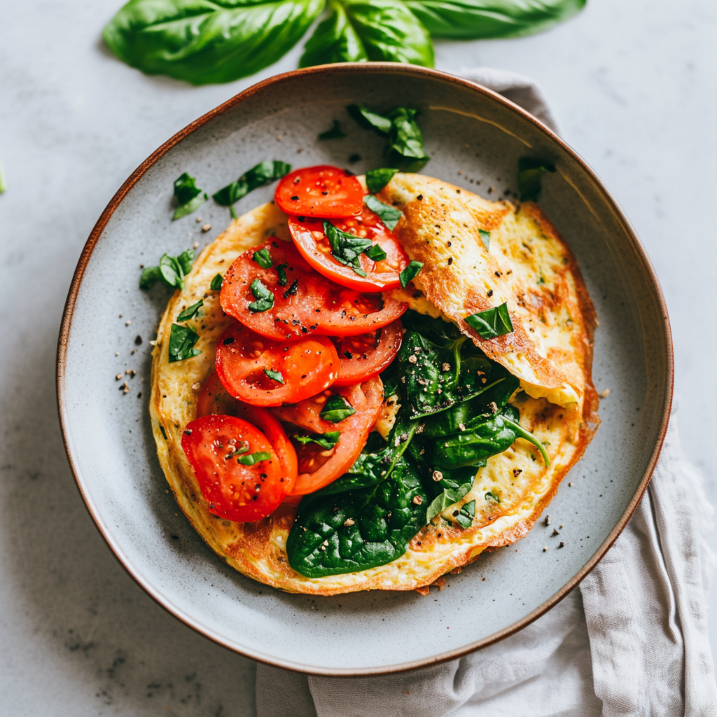 Omelett mit Spinat und Tomaten