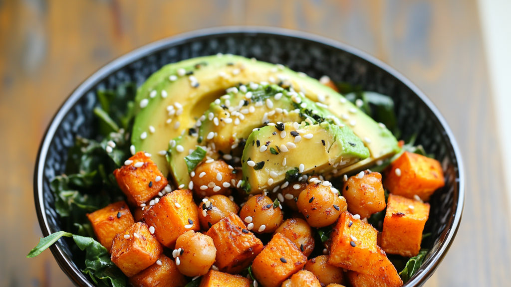 Süßkartoffel- und Kichererbsen-Bowl