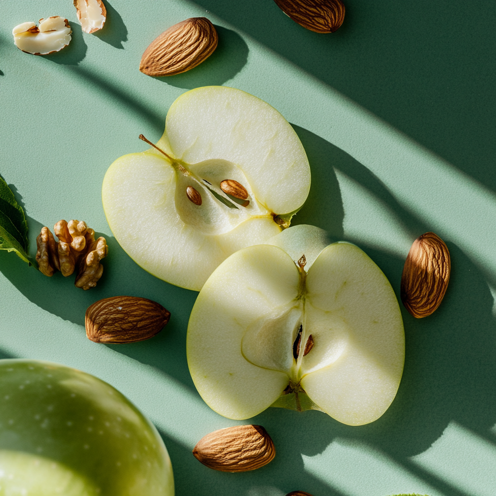 Apfel mit Mandeln und Walnüssen