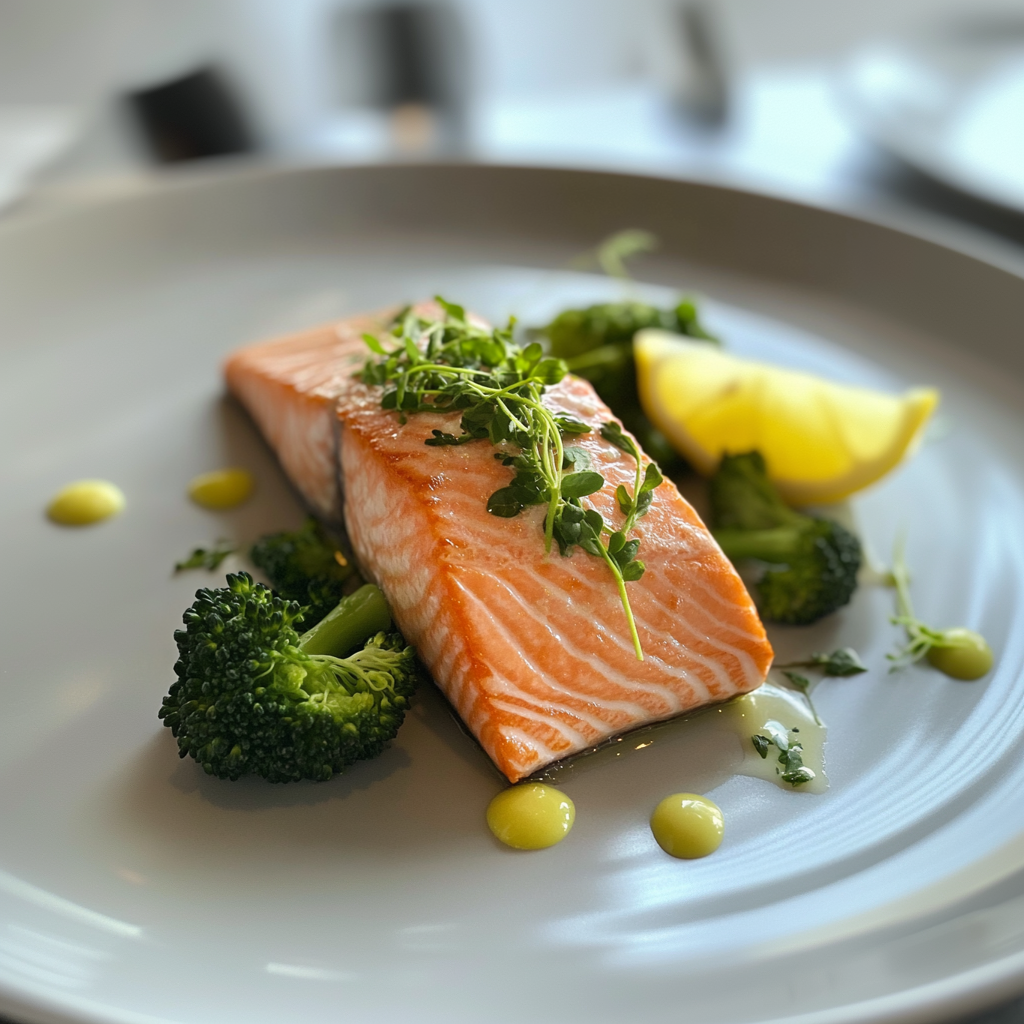 Gedünsteter Lachs mit Brokkoli